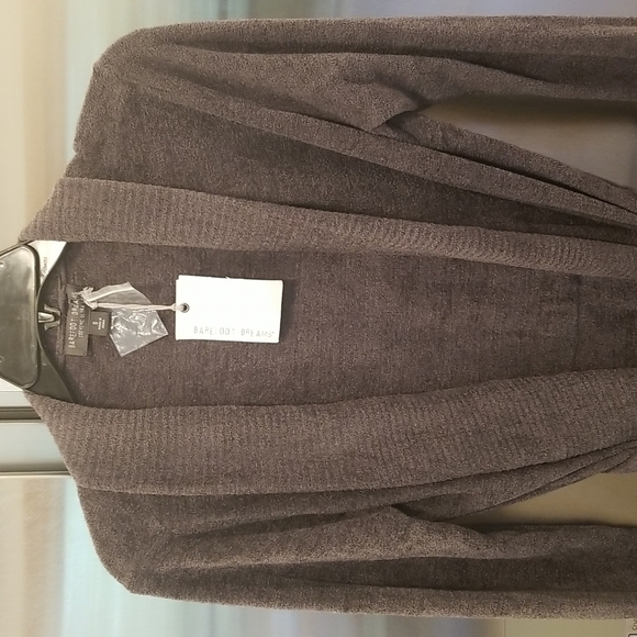 💕BAREFOOT DREAMS💕 CozyChic Drape Rib Cardigan Ultra Lite Carbon Gray S NWT - Picture 9 of 14